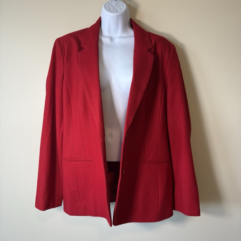 Chadwicks of Boston Red Wool Blend Blazer Women's 14 Jacket Lined Classic Career - Picture 8 of 11